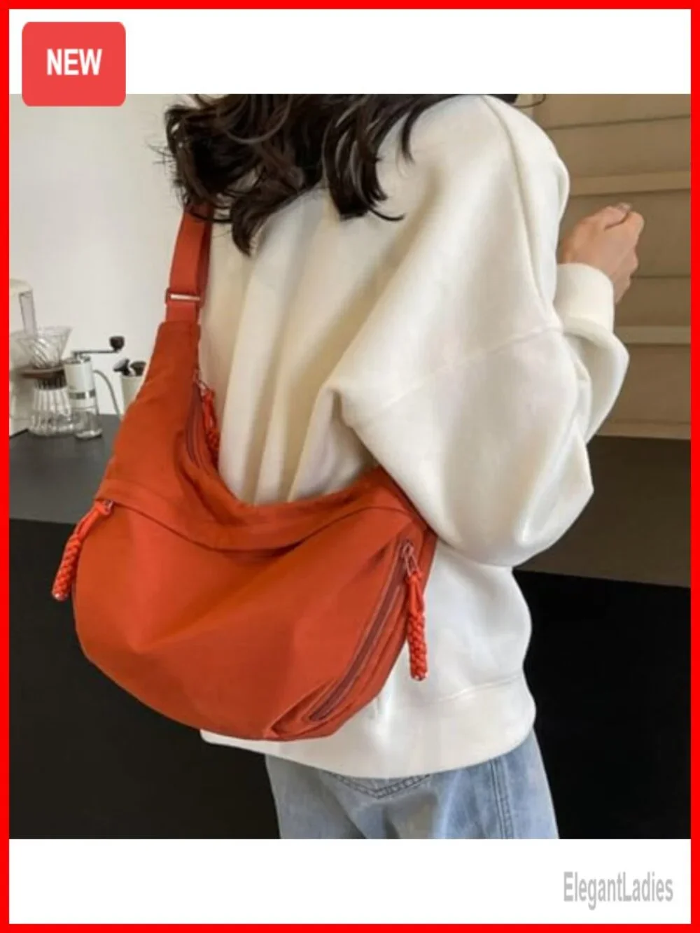 Nylon Canvas Crescent Hobo Shoulder Crossbody Bag Retro Slouchy Corduroy